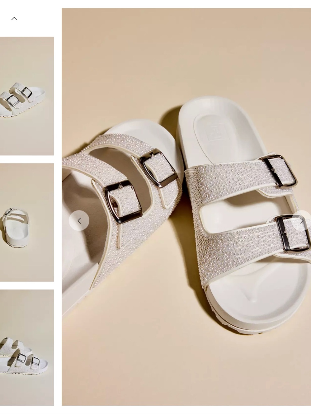 🤍 DB Studio Pearl Embellished Two Band Slide Sandals Size 8